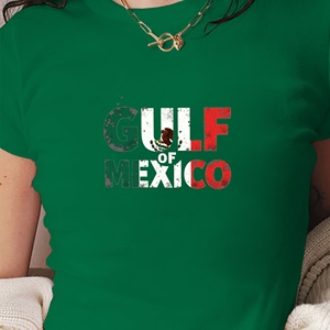 Camiseta corta de moda para mujer con diseño de bandera mexicana del Golfo de México - Product Image 3