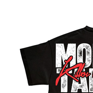 T-shirt noir surdimensionné pour homme, manches courtes, imprimé graphique, col rond, style streetwear, jersey en coton - Product Image 2