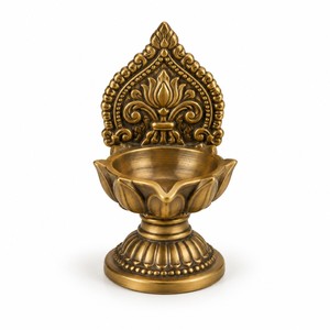 Antique Brass Temple Diya <b>Oil</b> <b>Lamp</b> Wholesale | Handcrafted Hindu Religious Dcor - Product Image 1