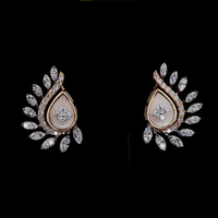 Pendientes de perlas de agua dulce con forma de lágrima para mujer |   Diseño de Hoja Marquise |   Joyería nupcial chapada en rodio de oro de 14 quilates |   Certificado por IGI |