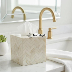 Boîte à mouchoirs de luxe écologique en os incrusté, support décoratif élégant fait main, décoration de table élégante pour la maison Tradebyd - Product Image 1