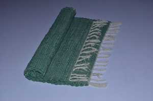 Alfombra de Algodón Tejida Plana Color Verde Azulado, Rectangular, Estilo Bohemio, para Sala de Estar, con Borde de Flecos, Antideslizante, Reversible, de Fácil Limpieza - Product Image 2