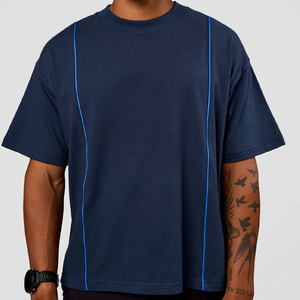 T-shirts personnalisés 100 % coton, longs, tricotés, surdimensionnés, respirants, anti-plis, pour hommes et femmes, impression numérique - Product Image 1