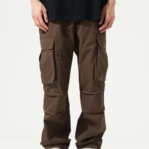 Pantalones Cargo Marrones para Hombre, Cintura Media, Cierre con Cordón, Múltiples Bolsillos, Transpirables, de Secado Rápido, Estilo Workwear, Peso Medio, para Invierno - Product Image 1