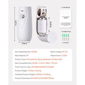 Confezione da 2 Dispenser Automatici di Deodorante per Ambienti a Parete o Autoportanti, Funzionamento a Batteria, Impostazioni Temporizzate Multiple - Product Image 3