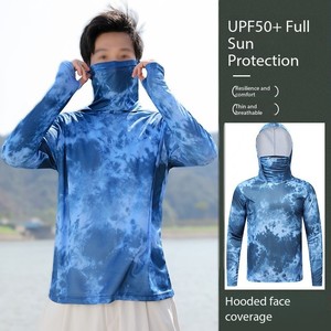 โรงงาน OEM ผลิตภัณฑ์โพลีเอสเตอร์ 100% ป้องกันแสงแดด UPF 50 แห้งเร็ว ระบายอากาศได้ดี ผ้าบางพิเศษ พิมพ์ลาย ไอซ์ซิลค์ เสื้อฮู้ดดี้ผู้ชายไซส์ใหญ่สำหรับฤดูร้อน - Product Image 5
