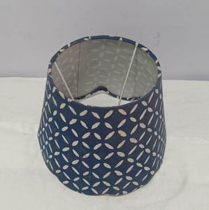 Cone Fabric scallop lampshademp <b>Blue</b> White Pattern in Linen Fabric with E27 fittings best for desk lamp & bedside lamp for hotel - Product Image 5