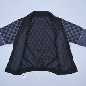 Custom Design <b>Mens</b> Black Bomber <b>Jacket</b> With Checkered Sleeves And OXG Patch Streetwear Style Autumn Wear Zipper Closure <b>Jackets</b> - Product Image 5