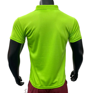 เสื้อเชิ้ตแขนสั้นสีเขียวมะนาวสำหรับผู้ชาย ผ้าถักสีพื้น สไตล์ลำลอง ทรงปกติ คอปกติดกระดุม ผ้าฝ้าย 100% ระบายอากาศได้ดี มีโลโก้ด้านหน้า - Product Image 2