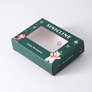 Boîte d'emballage pour chaussettes en carton écologique avec logo personnalisé imprimé, fenêtre transparente et cintre en plastique, cadeau de Noël - Product Image 5