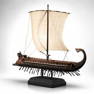 Modèle de bateau à voile nautique en métal poli double face, fait main, moderne, pour la décoration de la maison et les collectionneurs - Product Image 1