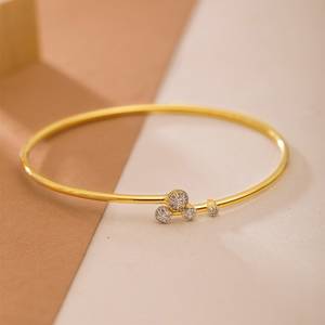 Women's Yellow <b>Gold</b> Diamond <b>Bangle</b> Bracelet Round Brilliant Cut Natural Diamonds Minimalist Everyday Wear Style Bracelet - Product Image 3