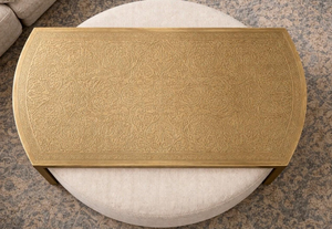 Antique Brass <b>Coffee</b> <b>Table</b> with Modern Rectangle Style Heavy Metal Top Luxury Handcrafted Living Room Furniture for Home Dining - Product Image 6