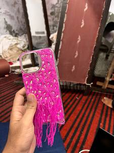 Handmade Luxury Yellow Beaded Floral Embroidery Phone Case with Tassels Rectangular Shape Cotton <b>Foundation</b> - Product Image 4