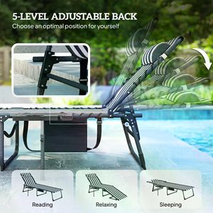 Sdraio Pieghevole Moderna per Piscina, in Alluminio Resistente e Olefin, per Arredamento Esterno, Giardino, Spiaggia, Patio e Hotel - Product Image 5