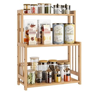 Bamboo Spice Rack Organizer <b>Table</b> - Eco-Friendly Kitchen Storage Wholesale - Product Image 4