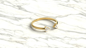Anillo de Oro de 18K con Diamantes, Diseño Abierto de Flor y Trébol, Ajustable, Minimalista, Apilable, para Boda, Joyería Fina - Product Image 3