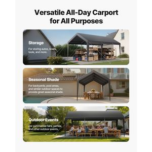 Tettoia per Auto Resistente 10 X 20 FT, Galvanizzata, Resistente ai Raggi UV e all'Acqua, Copertura Portatile per Auto da Esterno - Product Image 6