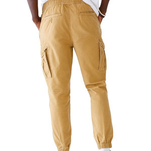 กางเกงกีฬาเอวยางยืดขายาวสำหรับผู้ชายกางเกงขายาวผ้าฝ้ายสีพื้น - Product Image 6