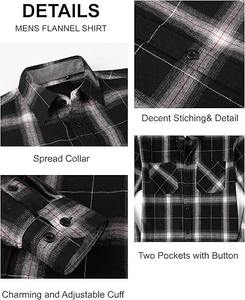 Camisa de algodón a cuadros Black Shadow de calidad de exportación, corte moderno y ajustado, manga larga, con botones y bolsillos con solapa doble para otoño/invierno - Product Image 5