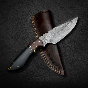 Handmade Damascus Steel Straight Clip Point Hunting <b>Camping</b> Skinner Knife Wood Handle 3mm Leather Sheath DIY OEM/OBM - Product Image 4