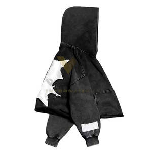 Vêtements pour hommes, grandes tailles, sweats à capuche en coton mélangé brodés, sweats à capuche en coton mélangé brodés effet vieilli, best-sellers - Product Image 4