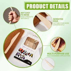 Cuchillos Desechables de Madera de 6.5 Pulgadas, Juego de Cubiertos Biodegradables Ecológicos, Juego de 50 Utensilios Compostables - Product Image 1