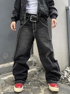 Jeans en denim premium pour homme, écologiques, coupe large, déchirés, décontractés, en coton, de marque - Product Image 1
