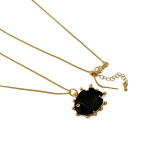 Collar con Colgante de Pez de Ónix Negro, Amuleto de Pez Tallado a Mano, Cadena de Latón Chapada en Oro de 18k, Joyería de Piedras Preciosas para Mujer, Regalo - Product Image 3
