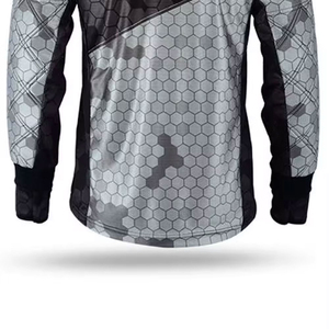Camiseta de Paintball Sublimada Personalizada para Hombre, Manga Larga, Cuello en V, Secado Rápido, Ropa Deportiva, Camiseta de Equipo para Exteriores, Gris, Negro, Patrón Hexagonal - Product Image 5