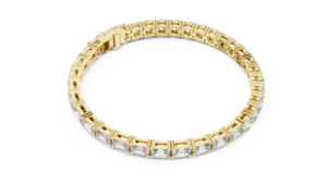 Pulsera de Eternidad con Eslabones y Circonitas Cúbicas de Corte Esmeralda de Cuatro Puntas - Product Image 3
