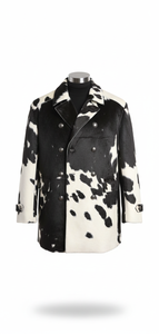 Veste en cuir véritable de luxe pour homme, col montant, style moto et motard, chaude pour l'hiver, noir et blanc, vente en gros - Product Image 3