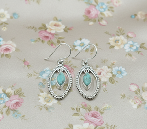 Pendientes Colgantes de Turquesa Arizona, Plata de Ley 925, Hechos a Mano, Estilo Boho Vintage, Pendientes Ovalados, Joyería para Mujer, Regalo Unisex - Product Image 4