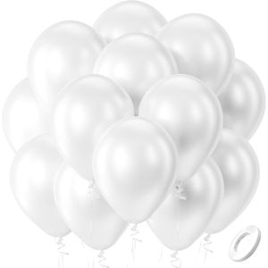 Confezione da 100 Palloncini in Lattice Bianco Perla da 12 Pollici, Palloncini ad Elio Avorio per Feste di Anniversario - Product Image 3