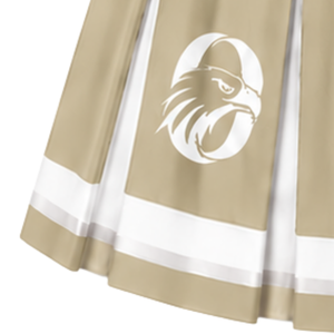 Jupe plissée beige de cheerleading avec bordure à rayures blanches, uniforme de performance athlétique pour femmes et filles, tenue d'équipe - Product Image 6