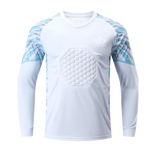 Maillot de football à manches longues pour homme, col en V, rembourré, imprimé géométrique, respirant, anti-humidité, polyester, uniforme de gardien de but personnalisé - Product Image 1
