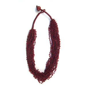 Collier élégant en perles de verre crochetées rouges, bijoux de mariage pour femmes, perles colorées multicouches, fiançailles, qualité supérieure à prix de gros - Product Image 3