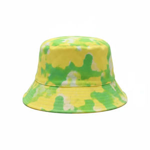 Sombrero de Pescador de Piel Sintética con Bloques de Color Verde Amarillo, Diseño Personalizado, Estilo Clásico para Verano, Unisex, para Hombre y Mujer - Product Image 1