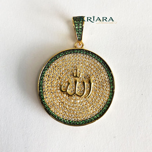 จี้พระอัลเลาะห์แบบอิสลาม เงินแท้ 925 ชุบทอง 18K ทองชมพู เพชรทรงกลมเพาะเลี้ยงแบบไมโครเพฟ เครื่องประดับทางศาสนา สไตล์ฮิปฮอปสำหรับทุกเพศ - Product Image 5