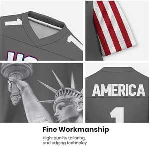 Camiseta de Fútbol Americano Estadounidense con Cuello en V, Estampado Sublimado, Transpirable, de Poliéster, Manga Corta, Unisex, para Adultos - Product Image 5