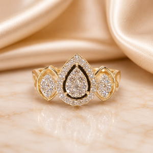 Anillo de Diseño con Motivo de Lágrima en Oro de 14K con Piedras de Imitación de Diamantes CZ, Joyería Premium para Fiestas para Mujer - Product Image 1