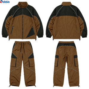 Customizable <b>Womens</b> Color Block <b>Windbreaker</b> Zip up Jacket with Multi Pocket Cargo Pants Fashion Sporty Tracksuit Side Pockets - Product Image 4