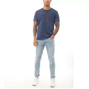 T-shirt court vintage délavé à l'acide pour hommes, coupe ample, 250 g/m², en coton épais, imprimé numériquement, tricoté, vente en gros - Product Image 4