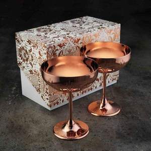 Coupe moderne en cuivre plaqué or rose pour verres, anti-fuite, compatible lave-vaisselle, gobelets de luxe pour toast de mariage pour les amoureux - Product Image 1