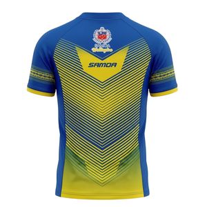 Maillot de rugby personnalisé en Spandex/Polyester à col en V, séchage rapide, respirant, anti-UV, avec impression par sublimation et logo frontal - Product Image 2