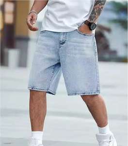 Pantalones Cortos de Mezclilla para Hombre, Estilo Urbano, Personalizados, Casuales, Rectos, Holgados, Desgastados, Lavado Oscuro, 100% Algodón, Secado Rápido, Vintage - Product Image 2