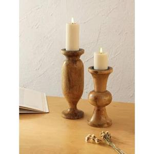 Porte-bougie en bois de luxe de designer avec grain de bois naturel et qualité artisanale pour la décoration intérieure, provenant d'un fournisseur indien - Product Image 2