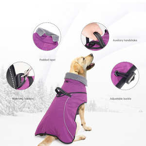 Waterproof Winter <b>Dog</b> Coat Reflective Fleece Lined Warm Pet Jacket with Adjustable Buckle and Harness Handle - Product Image 4