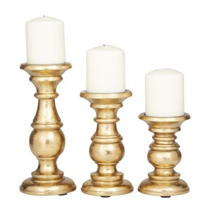 Porte-bougies en bois de teck de qualité supérieure, couleur or, vente en gros, Moradabad, Inde - Product Image 1
