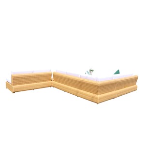 Ensemble de canapé en rotin PE moderne pour l'extérieur avec coussins blancs et table basse, meubles de jardin résistants aux intempéries pour la maison - Product Image 5